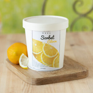 Sorbet citron bio de Corse demi litre 40% de fruit jus et zest de citron eau sucre stabilisateur boulangerie pâtisserie Lafitau Brignoles 83